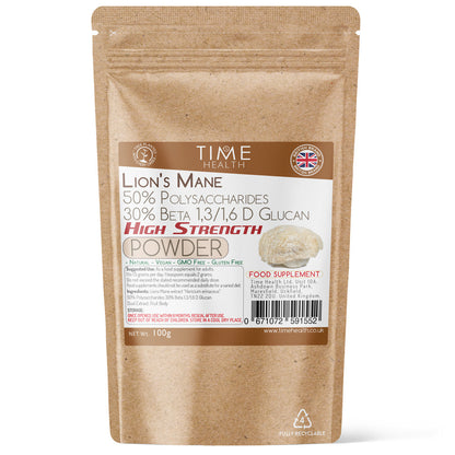 Lion's Mane High Strength - 50% Polysaccharides - 30% Beta 1,3/1,6 D Glucan
